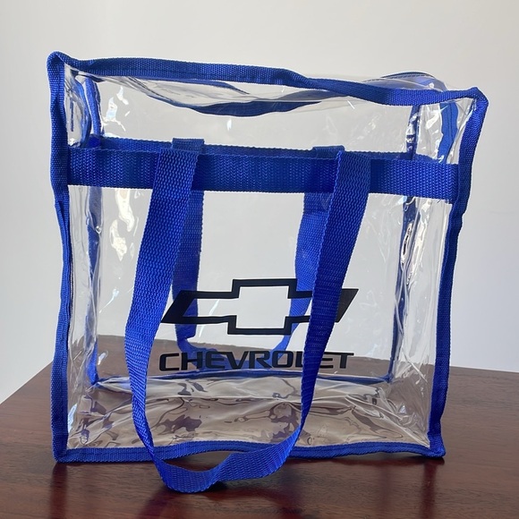 Chevy bag bow tie Stadium approved clear Blue logo tote bag New - Picture 6 of 6